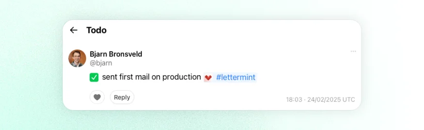 Erste Lettermint E-Mail