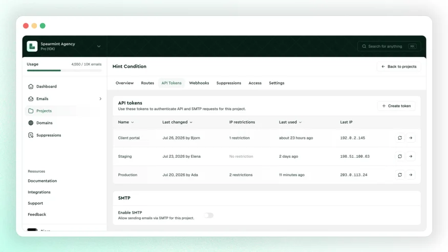 Lettermint tokens overview