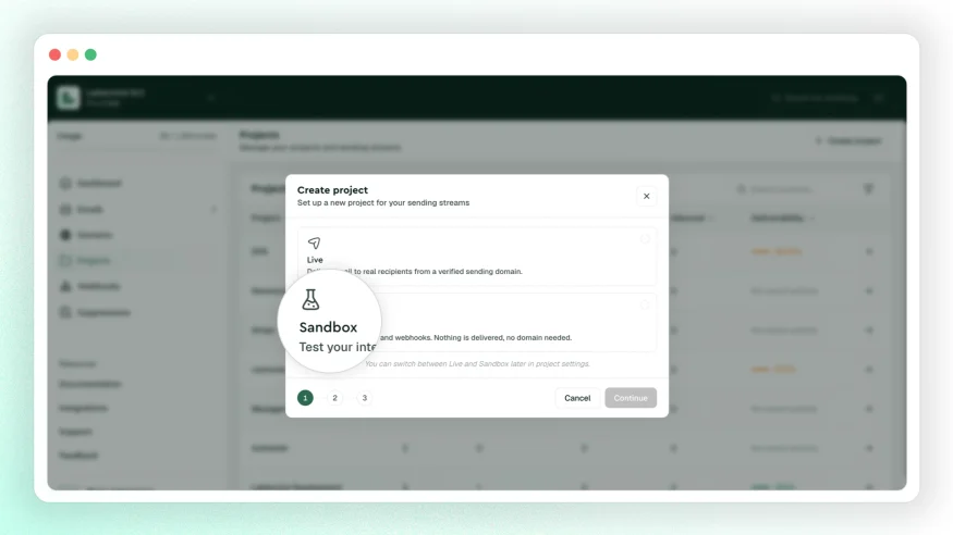 Lettermint sandbox mode