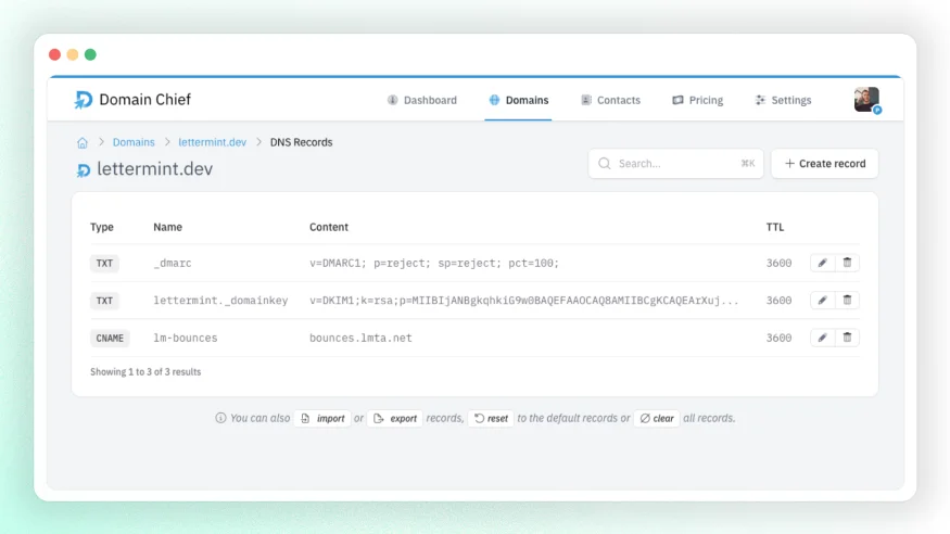 Registros DNS Domain Chief