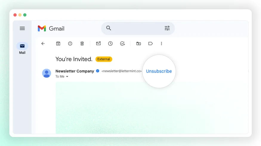 Gmail unsubscribe button with List-Unsubscribe header